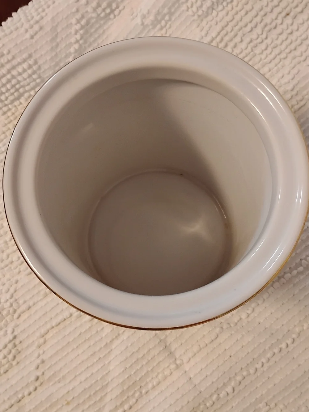 Gevalia White Ceramic Coffee Canister w/ Lid Gold Trim Kitchen Storage Jar